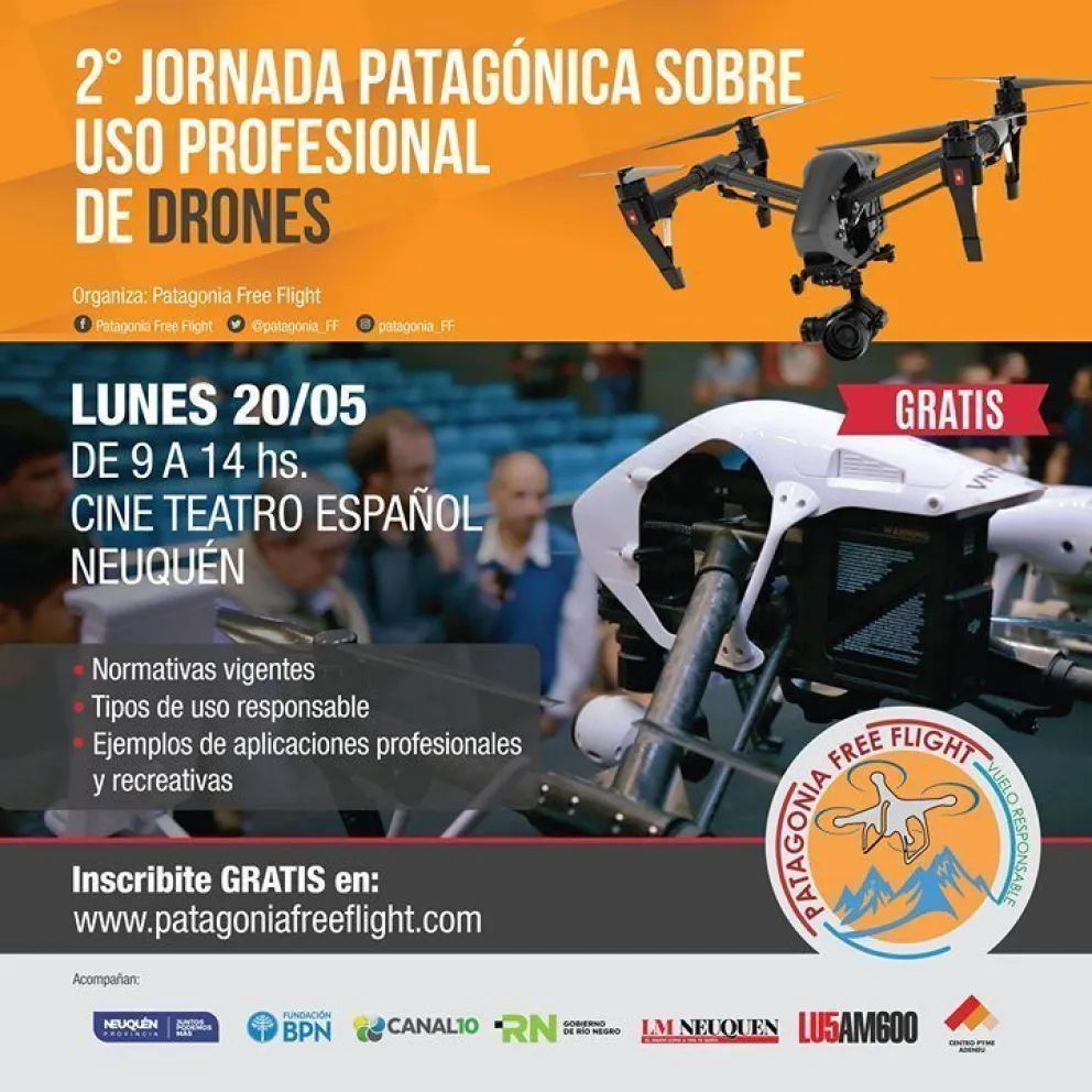 El 20, segunda Jornada Patagónica de Drones