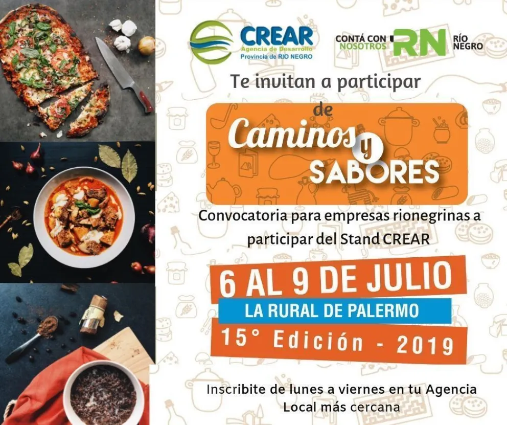 El CREAR invita a empresas rionegrinas a participar del Caminos y Sabores 2019