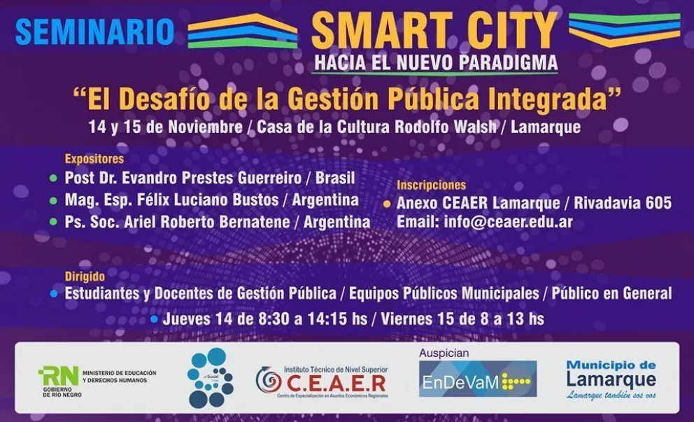 Jueves y viernes, Seminario de Smart City en Lamarque