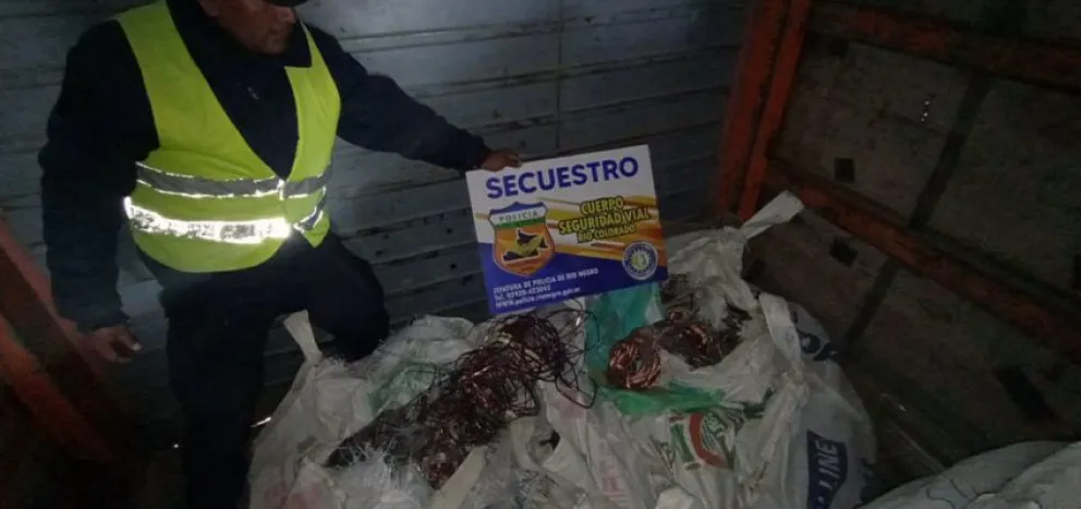 Secuestran más de 700 kilos de cobre en Río Colorado