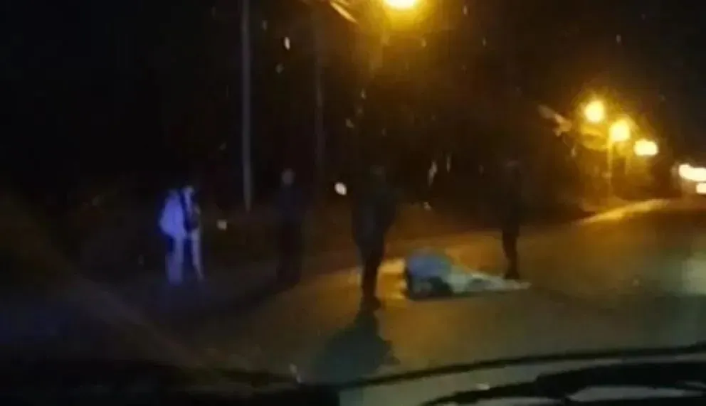 La yegua estaba preñada y quedo tendida en el asfalto, a pocos metros terminó herido el motociclista.
