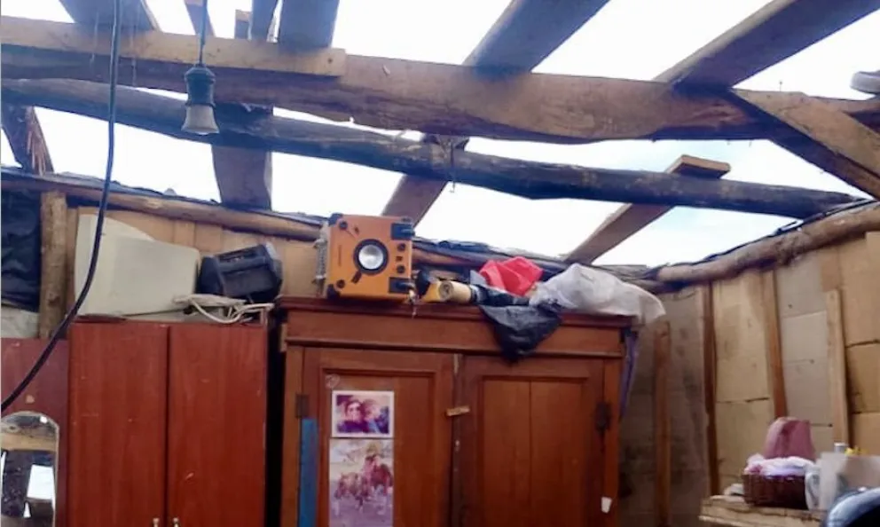 El techo derrumbado en Paso Piedra 