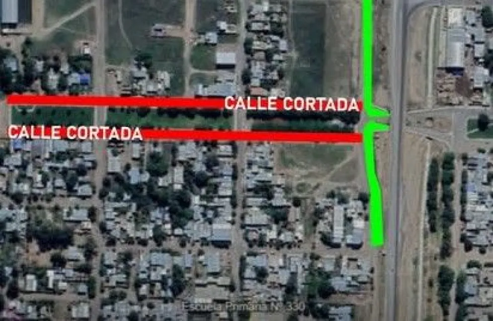 La avenida Don Bosco permanecerá cerrada al tránsito por trabajos de pavimentación en barrio Maldonado. Foto: Municipio Choele Choel.