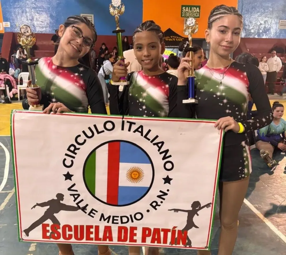 Las tres representantes del Círculo Italiano del Valle Medio lograron subir al podio en la fecha de la Liga Patagónica disputada en Cinco Saltos. Foto: gentileza.
