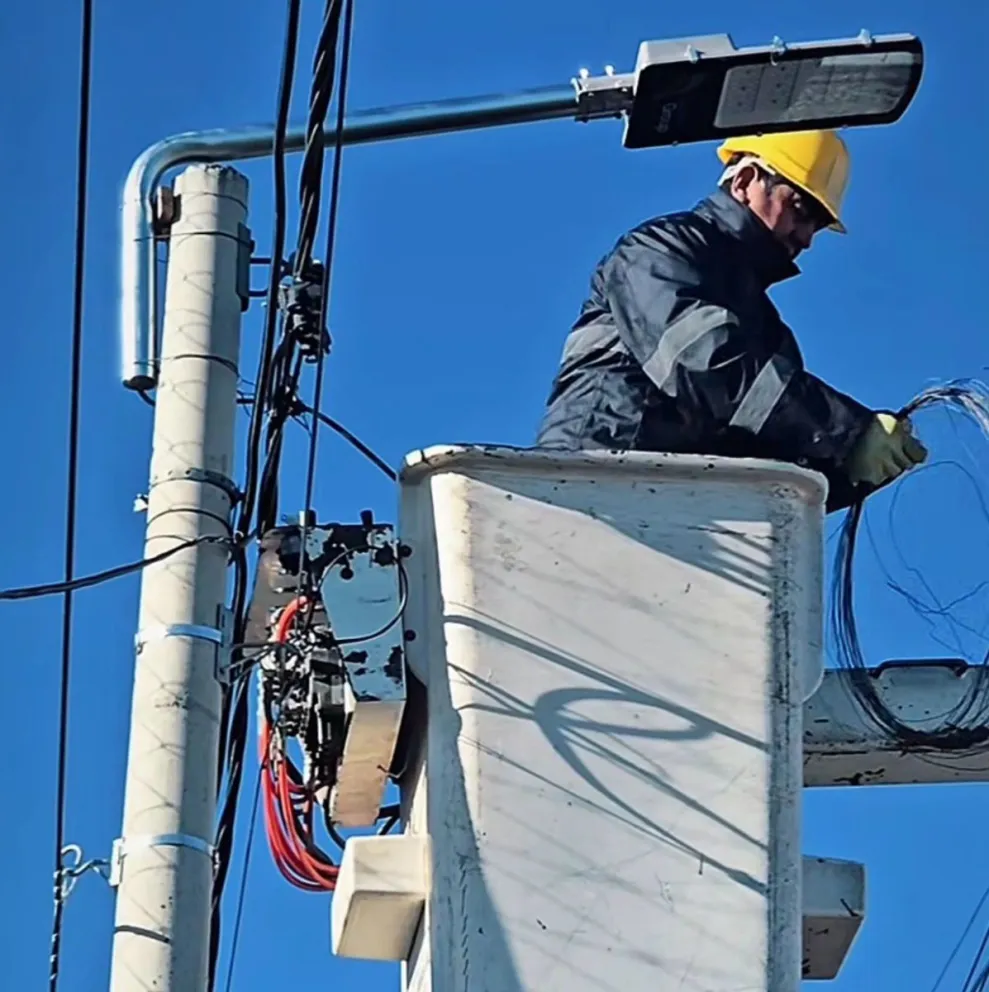 La Municipalidad de Lamarque continúa instalando luminarias LED para mejorar la iluminación de calles y espacios públicos, promoviendo mayor seguridad y eficiencia energética. Foto: gentileza.