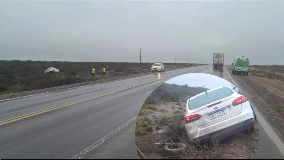 El conductor, un vecino de Choele Choel de 74 años, resultó ileso tras despistar con su vehículo sobre la Ruta Nacional 22, en cercanías de Chichinales. El hecho dejó únicamente daños materiales. Foto: gentileza.