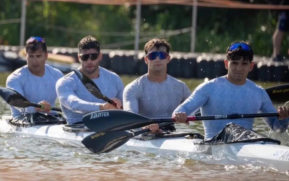 Joaquín Catalano integró el K4 500 metros argentino que alcanzó las semifinales en la Copa del Mundo de Canotaje Velocidad disputada en Poznan, Polonia. Foto: gentileza.