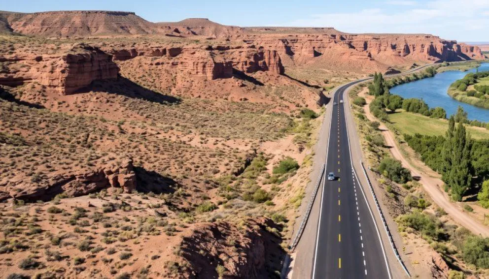 El proyecto propone pavimentar aproximadamente 243 kilómetros de la Ruta Provincial 7 para generar una nueva conexión entre el Alto Valle y el Valle Medio. Foto: gentileza.