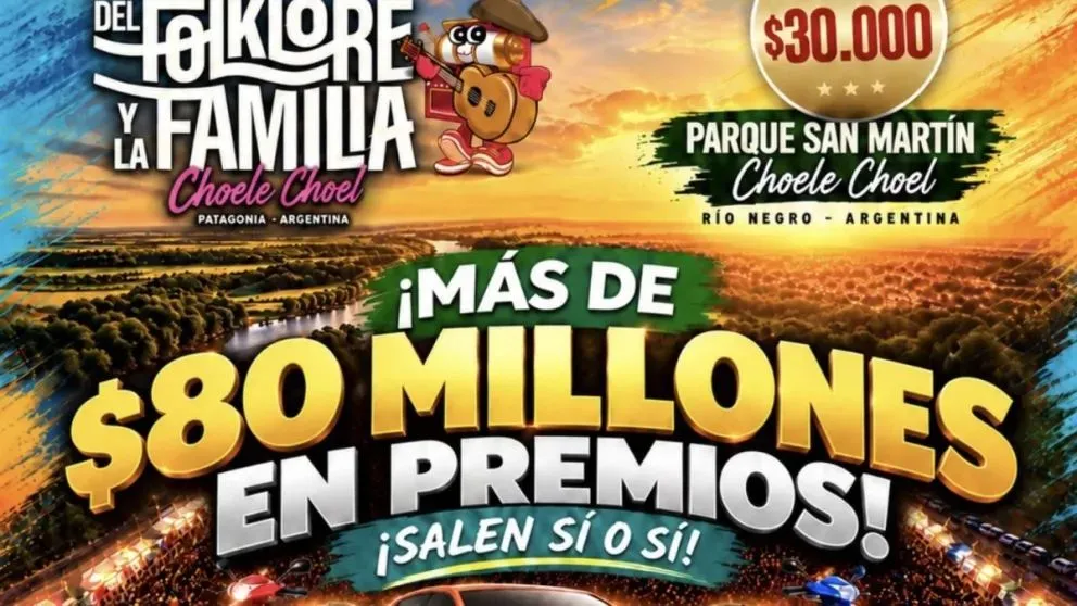 Este viernes 16 de octubre, desde las 20 horas, se realizará el primer sorteo anticipado del bingo de la Fiesta Nacional del Folclore y la Familia de Choele Choel. Foto: archivo.